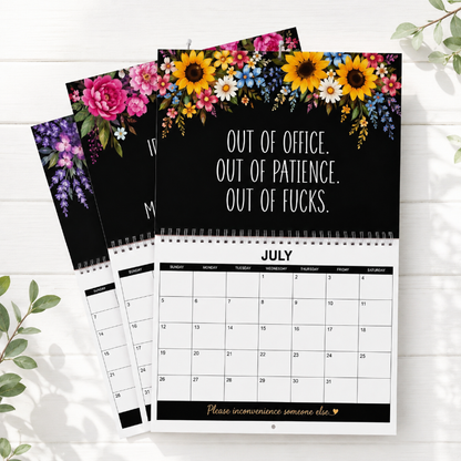 Calendrier mural 2027 avec des gros mots drôles 🌸 Thème floral