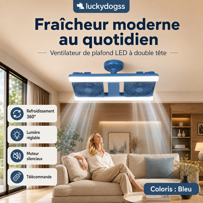 📢📢50 % DE RÉDUCTION !! ⏰Ventilateur de plafond à double tête avec lumière LED – design moderne avec télécommande pour salon et chambre