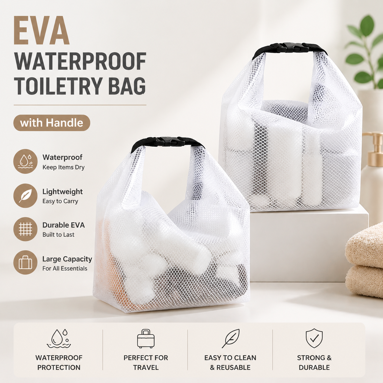 🔥Offre spéciale à durée limitée : 50 % de réduction !🔥 Trousse de toilette imperméable en EVA avec poignée