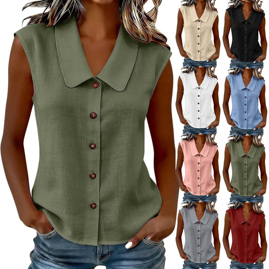 Blouse à col en V et boutons pour femme
