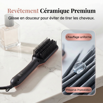 💇 Brosse Lissante 2-en-1 à Ions Négatifs – Lisseur à Brosse Protection Anti-Brûlure Réglage Température🛡️ glisse douce sans agresser votre cuir chevelu