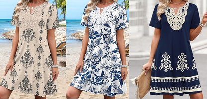 Robe femme décontractée style bohème à imprimé floral