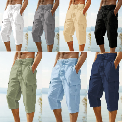 👖Pantalon capri cargo en lin mélangé pour homme🌬️ Léger, respirant et conçu pour le confort