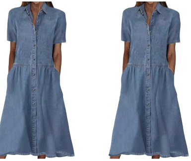 🔥 Robe-chemise en jean pour femme, élégante et décontractée, avec poches, douce et extensible 👕