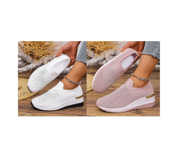 👟✨ Baskets femme à enfiler avec papillon en strass