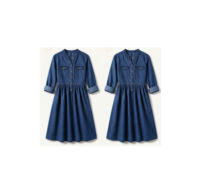 👗💙 Robe longue en jean grande taille avec boutons – confort et style pour toutes les occasions