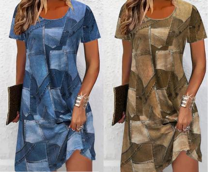 📏Robe décontractée pour femme à motif patchwork – Légère, confortable et féminine, 6 couleurs ✨