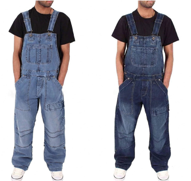Salopette en jean classique pour homme à jambes larges 🛠️ Multiples poches pratiques 🔥 - Coupe décontractée (56 %), résistante et durable