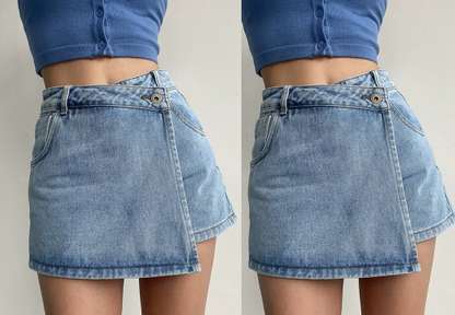 Women Summer High-waist Denim Skort