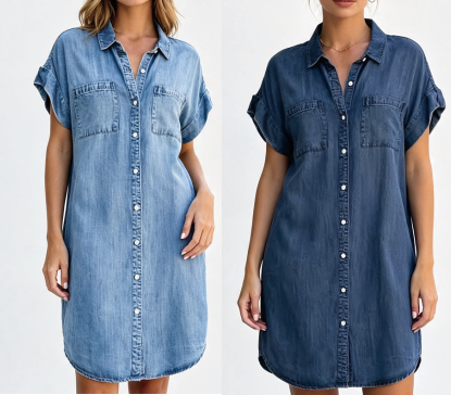 ⌛Offre à durée limitée – Robe chemise en jean ample pour femme
