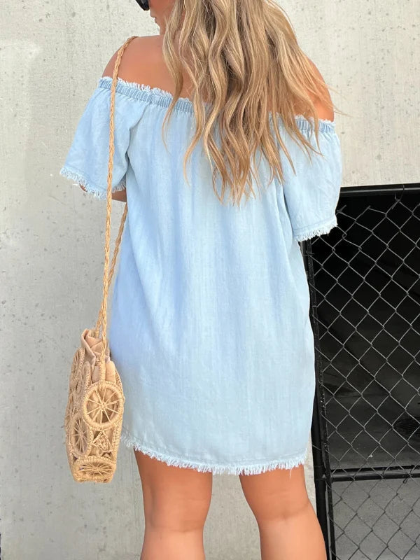 Robe en jean décontractée à manches courtes