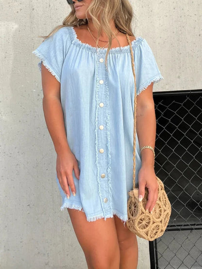 Robe en jean décontractée à manches courtes