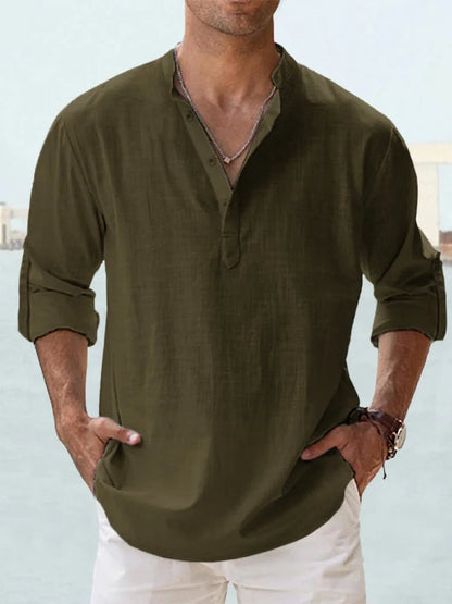🔥50% de réduction🔥Chemise à manches longues pour hommes, en coton et lin