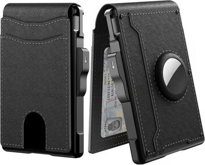 💼🔒Portefeuille fin en aluminium pour homme avec protection RFID – Porte-cartes escamotable avec pince à billets et double fenêtre pour carte d'identité