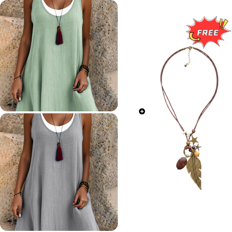 ⏰Dernier jour des soldes : 55 % de réduction 💃Robe débardeur deux pièces décontractée et ample sans manches pour femme