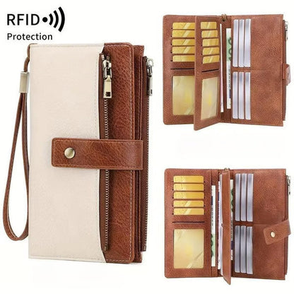 🔥Offre à durée limitée - Portefeuille à trois volets pour femme, style rétro, avec protection RFID