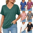 💕Soldes d'été🌷Tops pour dames à col en V, couleur unie, amples(🔥55 % de réduction)