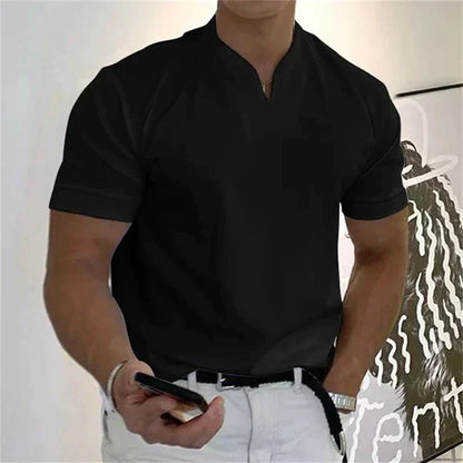 📢📢50% DE RÉDUCTION⏰Chemise de Sport à Manches Courtes pour Hommes – Col en V, Confortable & Disponible jusqu'au 5XL