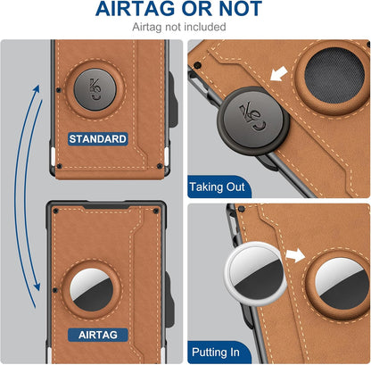 💼🔒Portefeuille fin en aluminium pour homme avec protection RFID – Porte-cartes escamotable avec pince à billets et double fenêtre pour carte d'identité