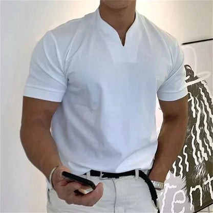 📢📢50% DE RÉDUCTION⏰Chemise de Sport à Manches Courtes pour Hommes – Col en V, Confortable & Disponible jusqu'au 5XL