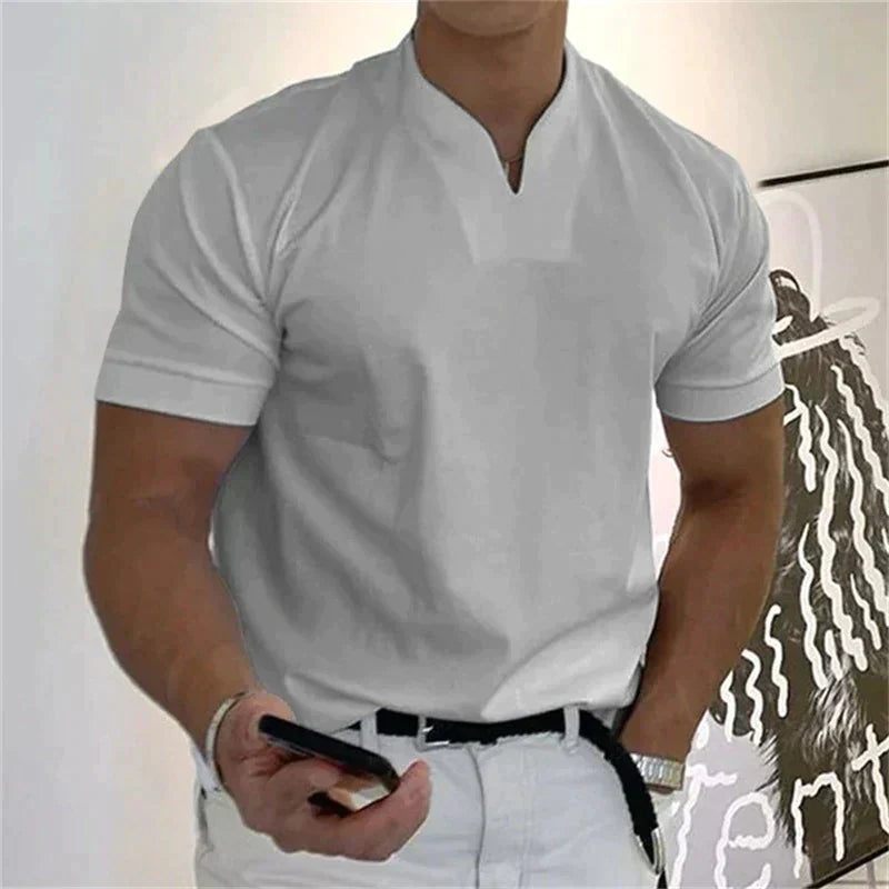 📢📢50% DE RÉDUCTION⏰Chemise de Sport à Manches Courtes pour Hommes – Col en V, Confortable & Disponible jusqu'au 5XL