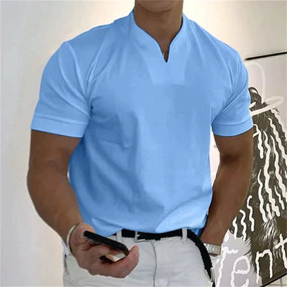 📢📢50% DE RÉDUCTION⏰Chemise de Sport à Manches Courtes pour Hommes – Col en V, Confortable & Disponible jusqu'au 5XL