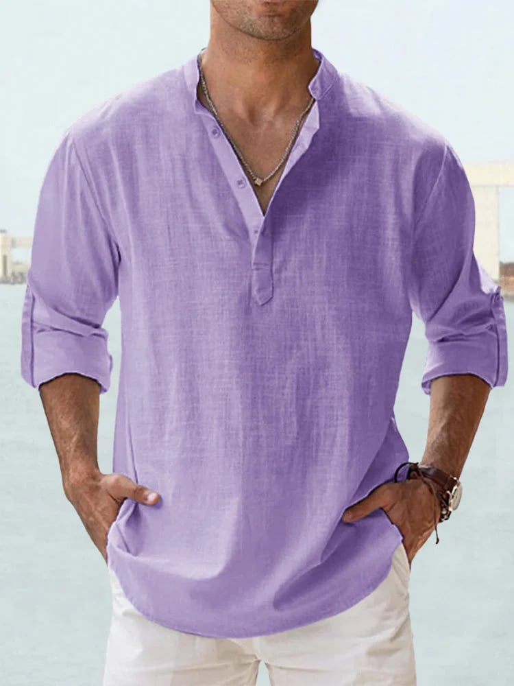 🔥50% de réduction🔥Chemise à manches longues pour hommes, en coton et lin