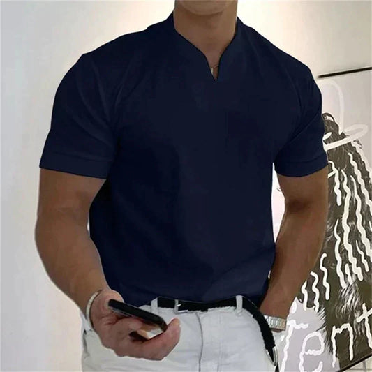 📢📢50% DE RÉDUCTION⏰Chemise de Sport à Manches Courtes pour Hommes – Col en V, Confortable & Disponible jusqu'au 5XL