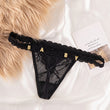 String séduisant pour femme en dentelle en forme de cœur, transparent et orné de strass en forme de lettres