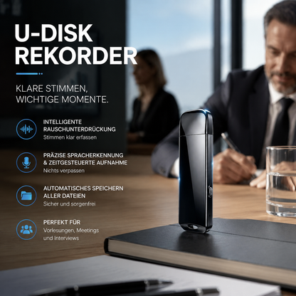 🚗50 % de réduction🔒 Enregistreur vocal USB crypté | Cryptage des fichiers · Réduction du bruit pour des enregistrements clairs · Enregistrement en une seule touche · Enregistrement à commande vocale