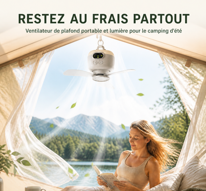 🎁 2 achetés = Livraison offerte !✈️ Ventilateur de Plafond Rechargeable avec Éclairage LED