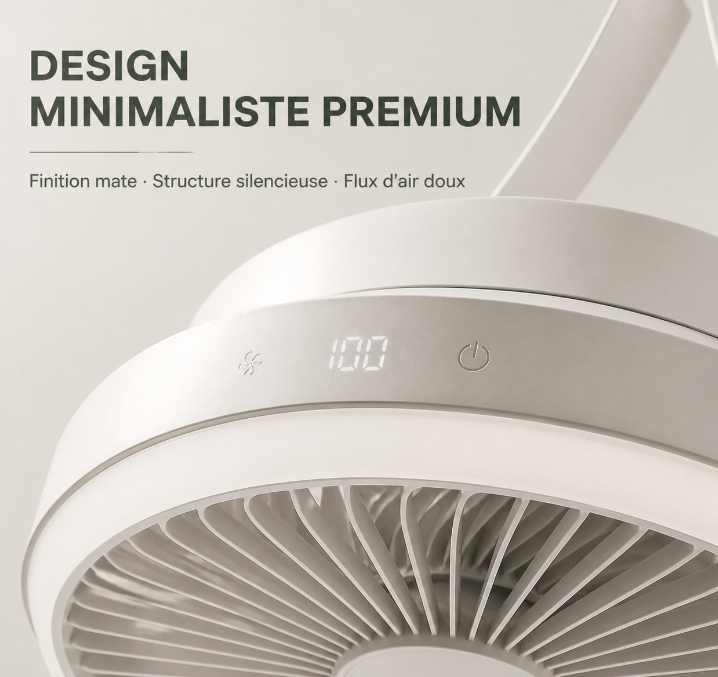 🎁 2 achetés = Livraison offerte !✈️ Ventilateur de Plafond Rechargeable avec Éclairage LED