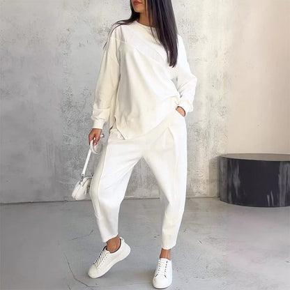 💕Ensemble sweat-shirt à manches longues et pantalon à ourlet irrégulier pour femme