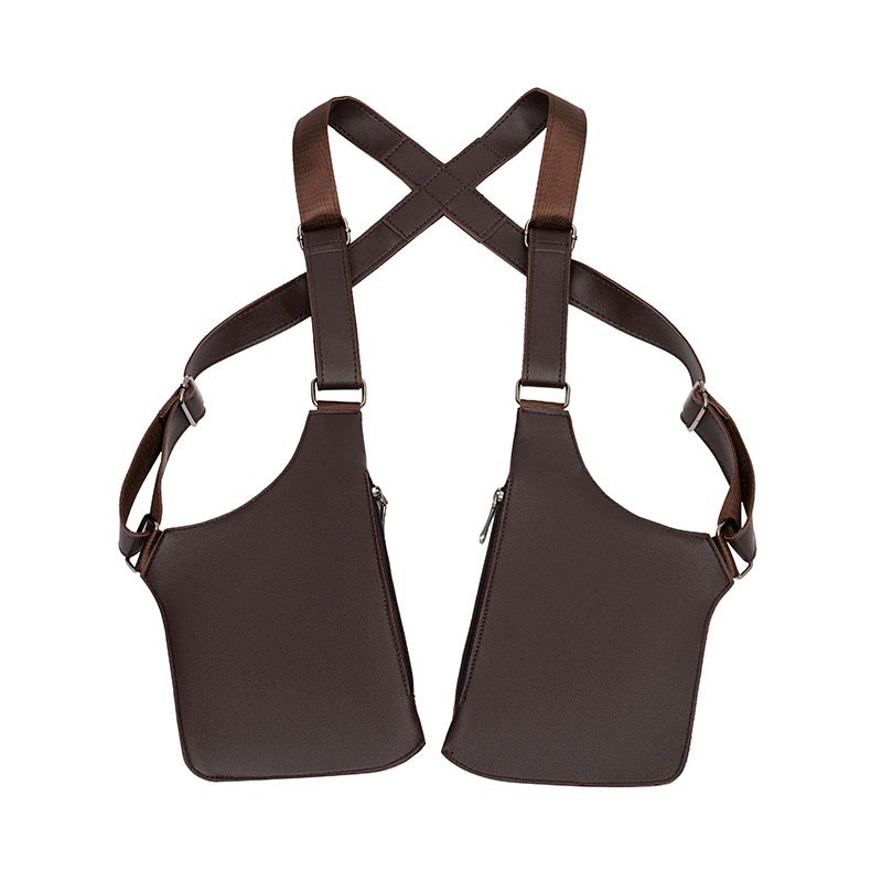 🎒🔥🛡️ PROMO -50% ! Sac Tactique Antivol Homme – Double Bandoulière, Cuir PU Imperméable & Poches Multiples (Noir/Marron Foncé)
