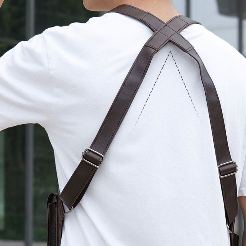 🎒🔥🛡️ PROMO -50% ! Sac Tactique Antivol Homme – Double Bandoulière, Cuir PU Imperméable & Poches Multiples (Noir/Marron Foncé)