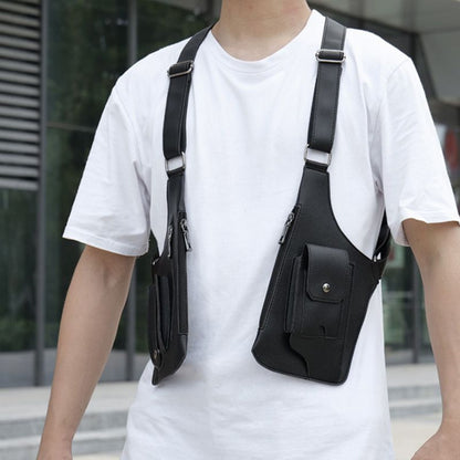 🎒🔥🛡️ PROMO -50% ! Sac Tactique Antivol Homme – Double Bandoulière, Cuir PU Imperméable & Poches Multiples (Noir/Marron Foncé)