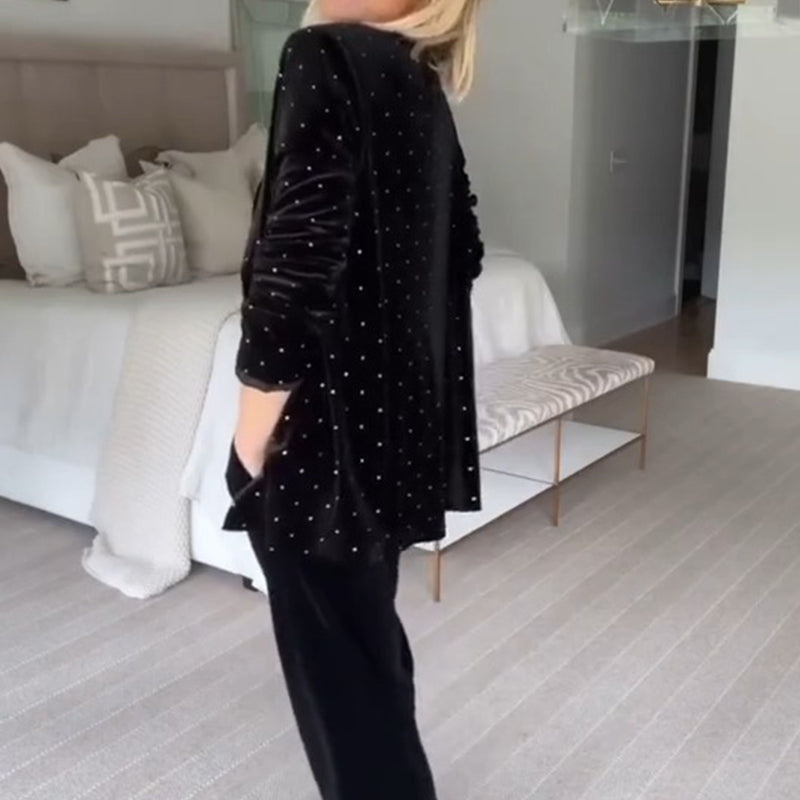 💖50% de réduction💖Blazer de luxe à décor de strass pour femmes