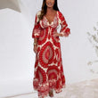🔥Robe longue rétro bohème à col en V profond pour femme