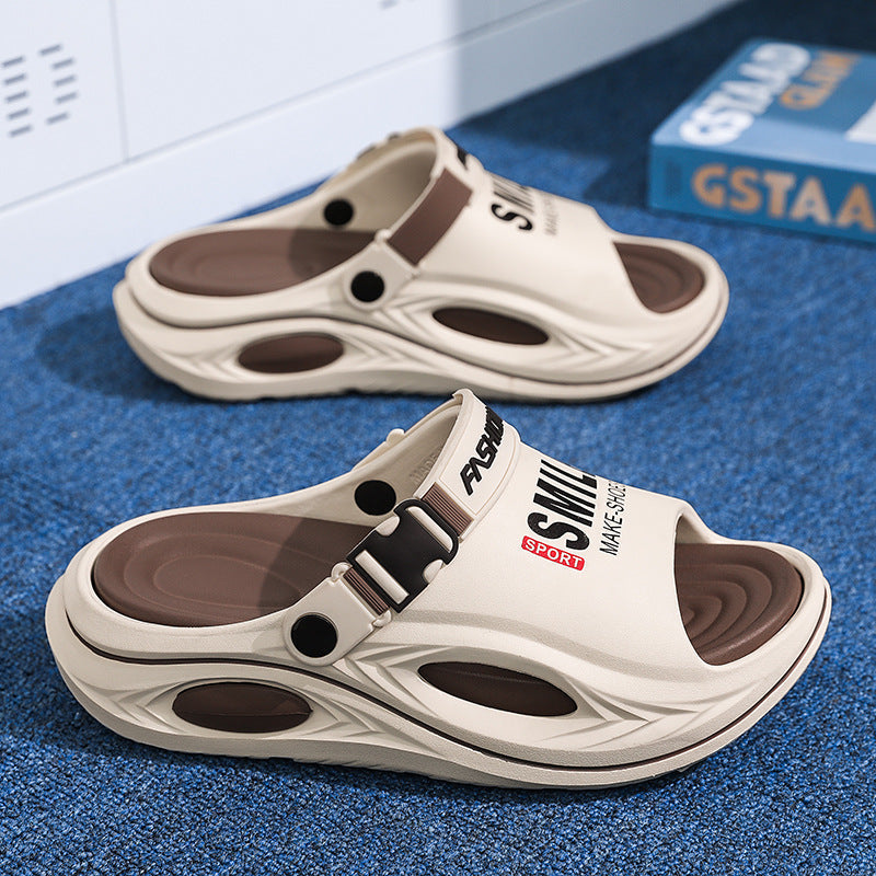 👟 50% DE RÉDUCTION! 🏠 Chausson Homme Antidérapant Semelle Épaisse – Bride convertible, EVA confortable & similicuir – Parfait pour un usage quotidien à la maison ✨