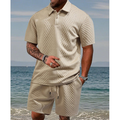 Costume homme à imprimé losanges ✨ Facile à assortir, coupe décontractée et ample, col polyvalent, une seule pièce suffit pour la maison ou les sorties 🛋️