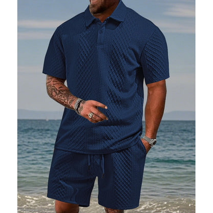Costume homme à imprimé losanges ✨ Facile à assortir, coupe décontractée et ample, col polyvalent, une seule pièce suffit pour la maison ou les sorties 🛋️