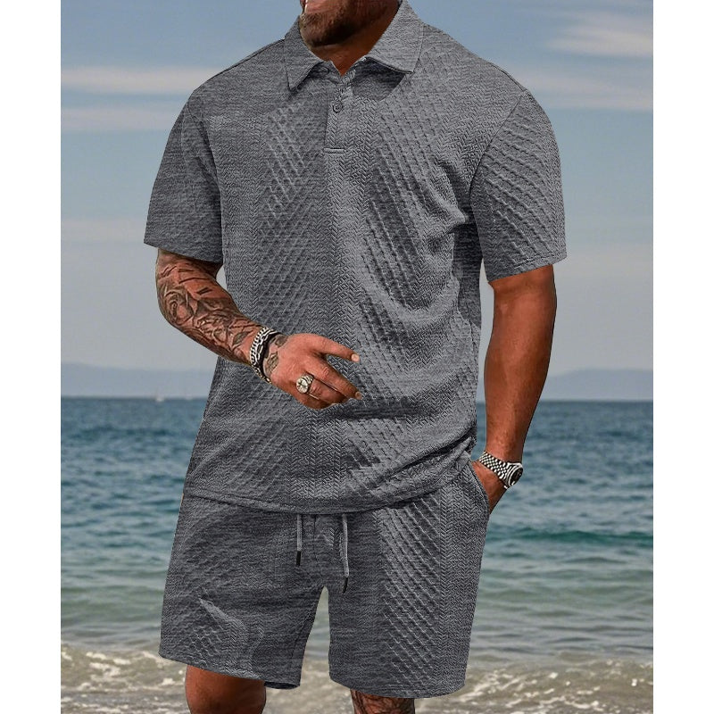Costume homme à imprimé losanges ✨ Facile à assortir, coupe décontractée et ample, col polyvalent, une seule pièce suffit pour la maison ou les sorties 🛋️