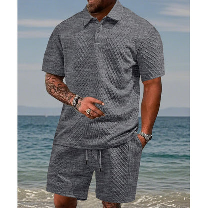 Costume homme à imprimé losanges ✨ Facile à assortir, coupe décontractée et ample, col polyvalent, une seule pièce suffit pour la maison ou les sorties 🛋️