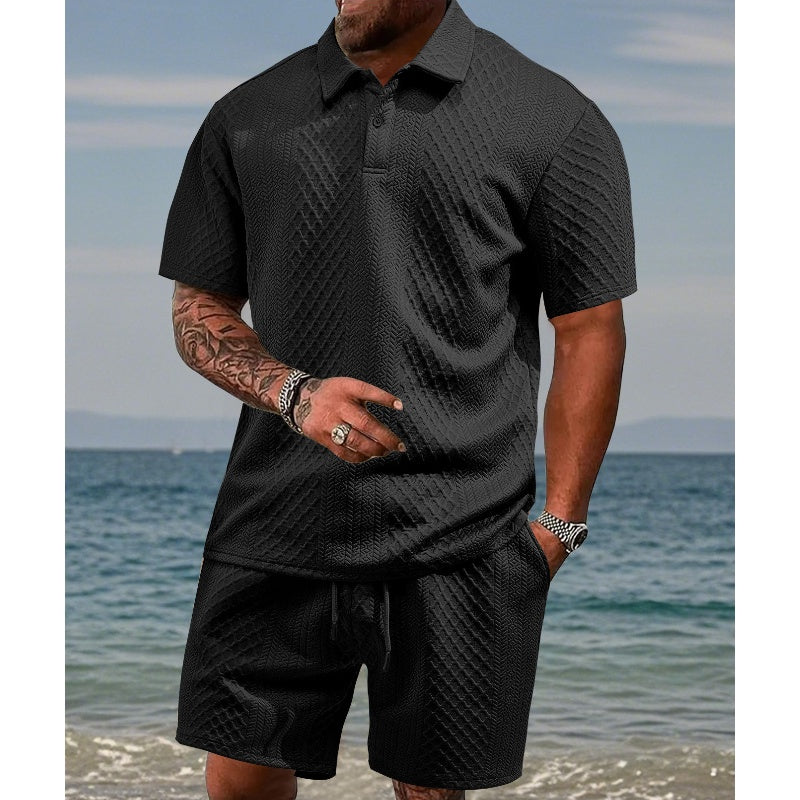 Costume homme à imprimé losanges ✨ Facile à assortir, coupe décontractée et ample, col polyvalent, une seule pièce suffit pour la maison ou les sorties 🛋️