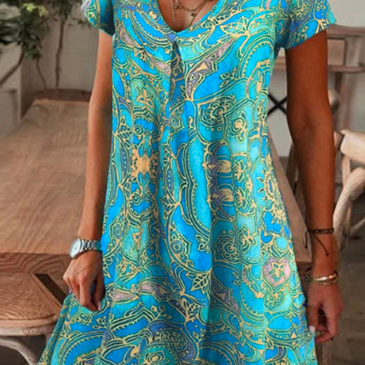 ✨ HOT SALE 2026 – 50% DE RÉDUCTION ! ⌛ Robe Longue Élégante à Col en V et Imprimé Floral pour Femme – Taille Haute, Tissu Coton Respirant & Manches Courtes – Parfaite pour l’Été, les Vacances et les Occasions Spéciales 🌸💃