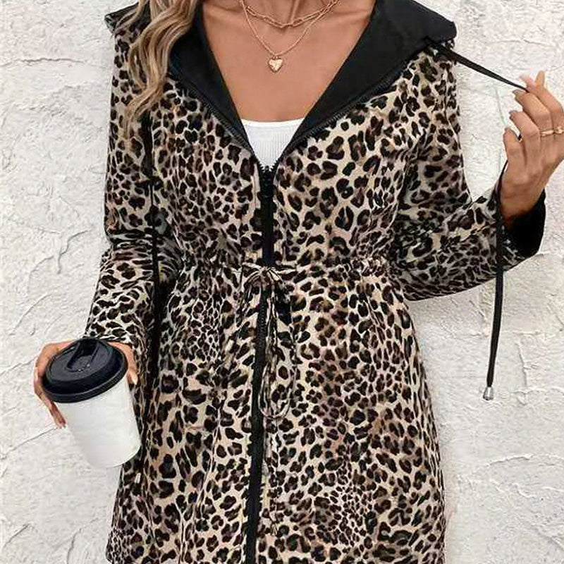 ✨Nouveaux styles✨Manteau à capuche imprimé léopard double face
