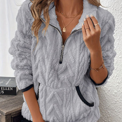 Sweat-shirt à demi-zip et poche molletonnée