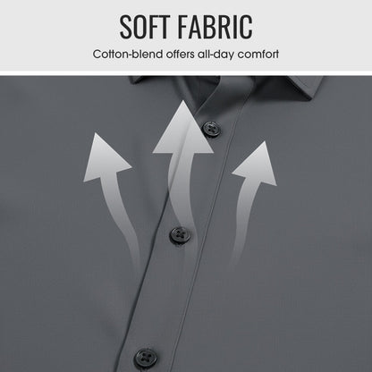 📢Chemise Boutonnée à Manches Longues à Col Revers de Couleur Unie pour Homme