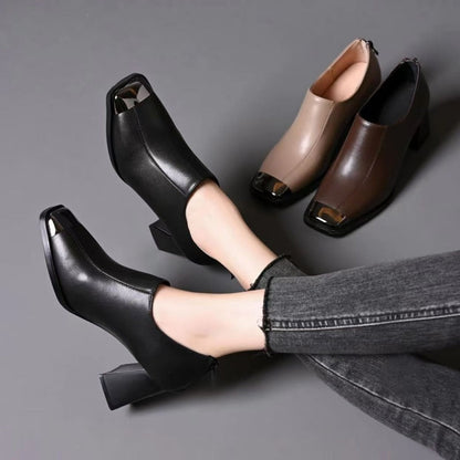 📢📢49% DE RÉDUCTION !!!✨Chaussures à talons épais et bout carré pour femmes avec fermeture à glissière