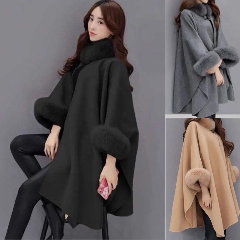 (💗Offre spéciale - 40% de réduction) Manteau à col en fourrure premium pour femmes, automne et hiver🔥Chaleureux et élégant